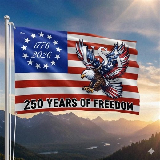 🦅🇺🇸 “250 Years of Freedom. 250 Years of Heroes.” 💪 This Bald Eagle Flag honors every patriot who stood tall for liberty 🎖️ Fly it proudly — because freedom isn’t just a word, it’s America’s heartbeat ❤️🤍💙 👉Shop now: https://flagwix.com/collections/new-arrivals/products/250-years-of-freedom-flag-bald-eagle-patriotic-1776-2026-grommet-flag?variant=40526039548033 | Unique Flags