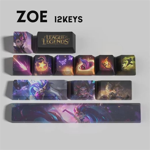 Zoe - League of Legends Keycaps: 12 Pieces PBT OEM Keycaps - Etsy