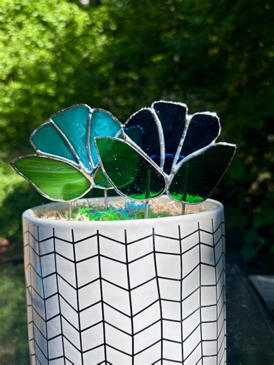 Stained Glass Flower Garden Stake - Etsy