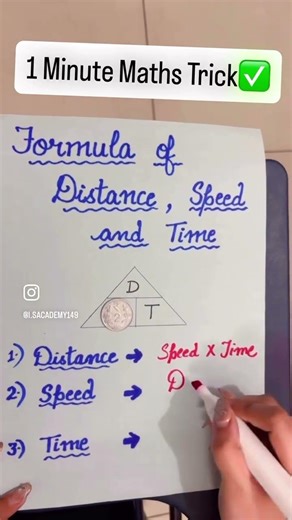 Today's quick trick: Distance - Speed - Time Formula #maths#mathstricks#mathshorts#mathematics