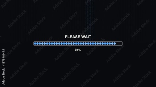 Hexagon grid animation displays progress in a digital waiting scene during a loading process
