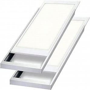2×4 FT LED Panel Light 50 W 6500 LM Backlit Flat Panel, Adjustable CCT 3000-5000 K + 0-10V Dimmable, 2-Pack Commercial Ceiling Light for Office/Garage/Retail/Workshop w/ 2 Surface Mount Frames