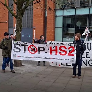 Dozens of campaigners took part in a protest in Piccadilly Gardens yesterday against HS2. | Manchester Evening News