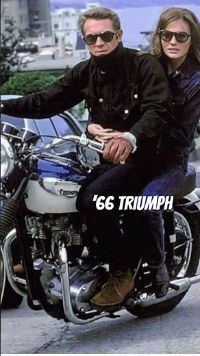steve mcqueen & jacqueline bissett on his 1966 triumph motorcycle. 2 amazingly talented actors!