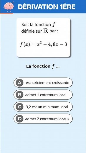 Derivation exercise, Bac 1 level (corrected multiple choice questions)