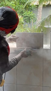 Cut the tiles to fit the corners of the door window | Creative Handmades Ideas Diy