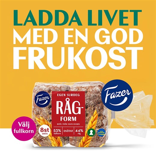 Välj fullkorn! Fazer Rågform är ett mjukare rågbröd bakat med fullkorn och surdeg, osötat och nyckelhålsmärkt. | Fazer Sverige