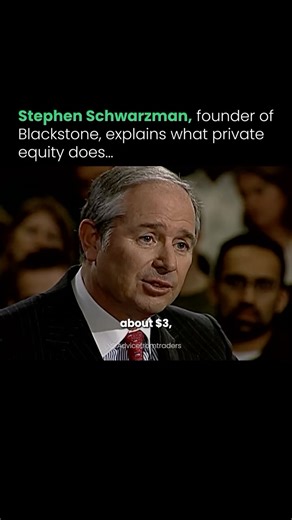 Advice from traders on Instagram: "Blackstone CEO Steve Schwarzman Say’s that Blackstone raises large amounts of money principally from institutions like pension funds and endowments. They then buy companies using those funds, typically borrowing about $3 for every $1 of equity they put up in a deal. They aim to control these companies, improve them, and then sell them later for profit. . . . . . . Follow @advicefromtraders for daily trading & finance insights! #Blackstone #SteveSchwarzman #Priv