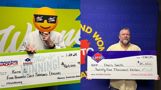 Two Arkansas men win lottery prizes in recent Natural State Jackpot, LOTTO drawings