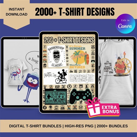 2000  T-shirt Designs Bundle, SVG Clipart, Commercial Use (instant Download) - Etsy