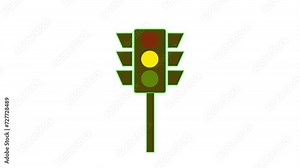 Traffic light Signals icon animation. Animation of a traffic light changing direction. Traffic light changing direction from red, to yellow, to green light. abstract traffic light sign animation.