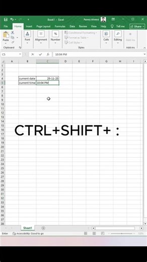 এক্সেলে লাইভ তারিখ ও সময় বসানোর ফর্মুলা