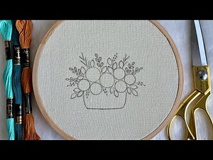 Beginner Hand Embroidery Tutorial By Gossamer❣️ Floral Basket Design with Woven Roses