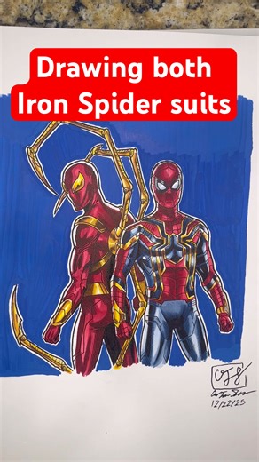 Drawing both iron spider suits #spiderman #spidermanart #art #drawing #draw #marvel #shorts #fypシ