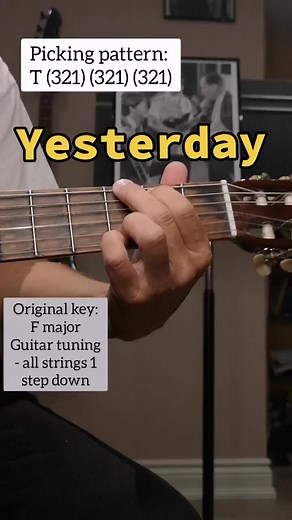 "Yesterday" - The Beatles Original key: F majGuitar tuning - all stri...