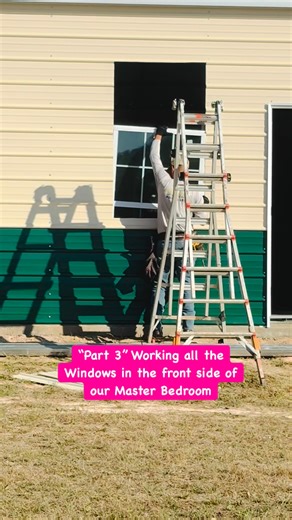 “Part 3” Working all the Windows in the front side of our Master Bedroom #construction #barndominium #windows #installing #highlightseveryone | Josephine M Cook