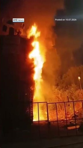 Bonfire lit ahead of PSNI removal of mosque replica | #RTENews