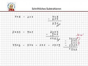 Klasse 5: Schriftliche Rechenverfahren (2) - Subtrahieren (Ergänzungsmethode)
