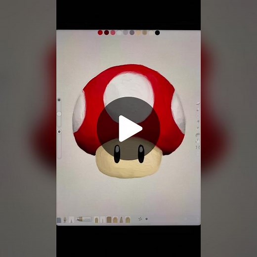Painting a Cute Super Mushroom from Mario on my iPad