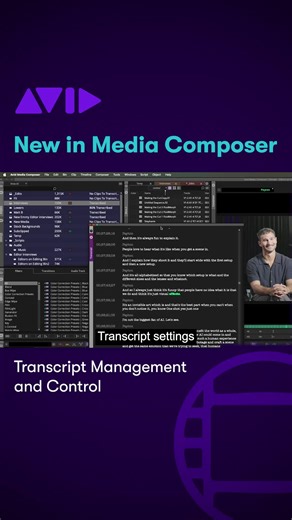 NEW IN MEDIA COMPOSER — Transcript management and control ▶️ avid.com/media-composer #transcript #mediacomposer #videoediting #avidmediacomposer #nle #cutting #postproduction #editor #editing #avid | Avid Media Composer