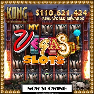 Have a spin with KONG the 8th Wonder of the World! Play for FREE and get REAL rewards! What will you earn today? 🏨 Hotel Rooms 🍔 Buffet Specials 🍹 Tasty Drinks 🎸 Show Tickets | myVEGAS