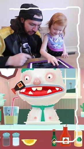 MAKiNG MONSTER FOOD!! Feeding our spooky friend in Toca Kitchen with Dad! adley app reviews #Shorts