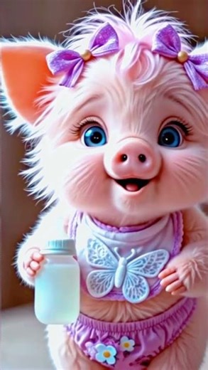 Funny Baby Piglet Running Around the Farm