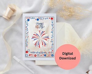 Happy 4th of July (independence Day) Greeting Card: Printable PDF Card (5" X 7" Digital Download) - Etsy