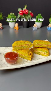 Ulta Pulta Vada Pav Recipe ⬇️ *RECIPE* 1. Take a bread and it in round shape via any utensil. 2. Take two round cuts and spread ketcup and green chutney at both of them. 3. Add a slice of cheese between them as well. 4. Now put potato stuffing over the round breads properly. 5. Now take around 50 gm pr besan and add 1/2 tsp of jeera, red mirch powder, table salt, haldi, and mix 100 to 150 ml of water in it, mix it well and make a lump free mixture. 6. Now dip that into the mixture and coat well.