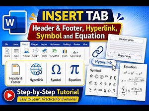 Microsoft Word Insert Tab | Header & Footer, Hyperlink, Symbol and Equation Tutorial