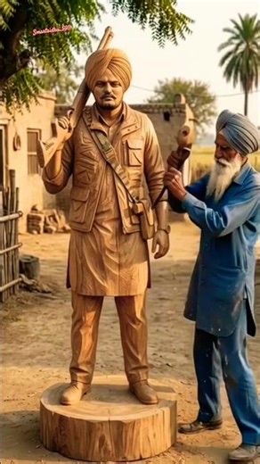 Sidhu Moose Wala Wooden Statue🔥 #sidhumoosewala #5911 #trendingshorts #shorts