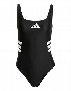 adidas performance 3-stripes u-back swimsuit in black / white | ASOS