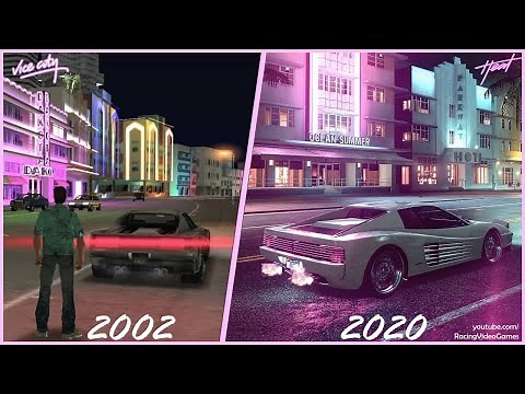 GTA Vice City 2002 vs. 2020 Need For Speed Heat - Evolution of Video Game Graphics in Miami