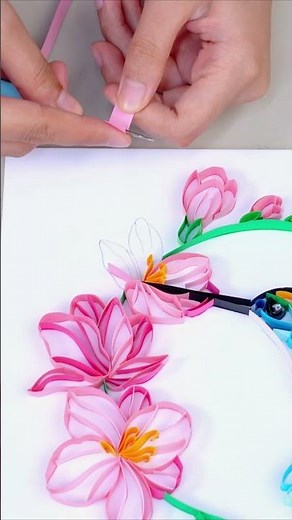 Hummingbird with Flowers Paper Quilling Paper Filigree Painting Paper Crafts DIY Uniquilling