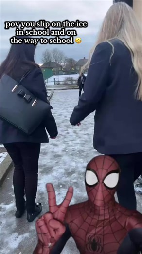 Humorous Ice Slip in School Scenario