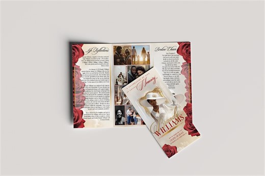 Red Roses Trifold Obituary Template | Tri-fold, Editable, 11x17 - Etsy