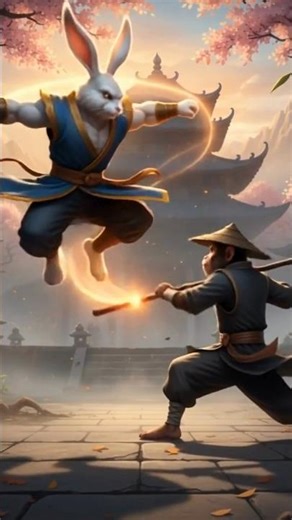 Epic Battle: Kung Fu Bunny vs. Monkey Sensei! 🐰🥊🐒 #shorts #cutebunny