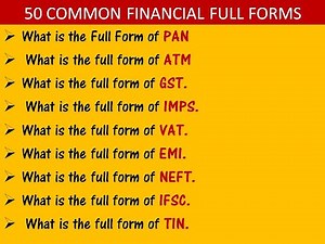 50 FINANCIAL FULL FORMS(COMMONLY USED) | FINANCE & BANKING FULL FORMS