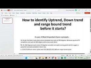 How to identify Uptrend, Down trend and range bound trend before it starts?