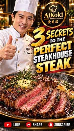 🥩🔥 3 Secrets to the PERFECT Steakhouse Steak! | Chef Kai 👨‍🍳 #Shorts