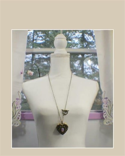 Pink Glass Opal Music Box Locket