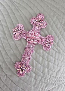 Handmade Pink Wall Cross, Jeweled Pastel Cross, Original Signed Art - Etsy