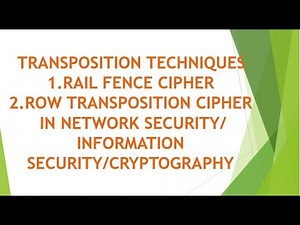 TRANSPOSITION TECHNIQUES1.RAIL FENCE CIPHER 2.ROW TRANSPOSITION CIPHER