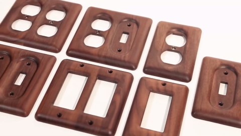 Gloss Finish Blank Wall Plate Solid Wood 1-Gang Cover Plate in Premium North American Walnut