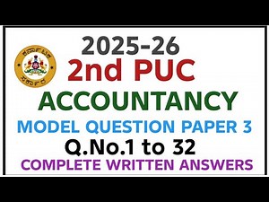 2nd PUC Accountancy model question paper 3 with answers|2026