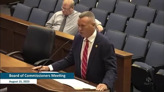 Sheriff Keith Stone and Chief Deputy Allen Wilson presented at the Nash County Commissioners Meeting on August 15, 2023. Sheriff Stone made a presentation requesting an increase in deputy pay through the ranks to be competitive with surrounding law enforcement agencies. Chief Deputy Wilson made a presentation to enhance our evidence division. | Nash County Sheriff's Office
