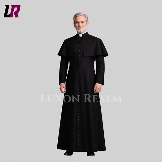Traditional Black Cassock Robe With Capelet, Priest Clergy Garment, Anglican Catholic Minister Long Button Vestment - Etsy