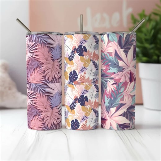 Tropical Palm Leaves Patterns | Pastel Leaf Backgrounds (digital Download) - Etsy