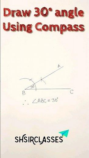 How to draw 30° angle using compass. Construct 30° angle. ‪@SHSIRCLASSES‬