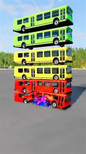 Cars And Buses Falling Crash BeamNG Drive Shorts 🌈